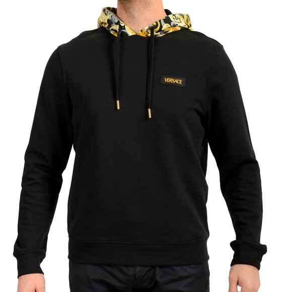 Versace Other - Versace Men's Black Logo Barocco Print Hooded Sweatshirt Hoodie